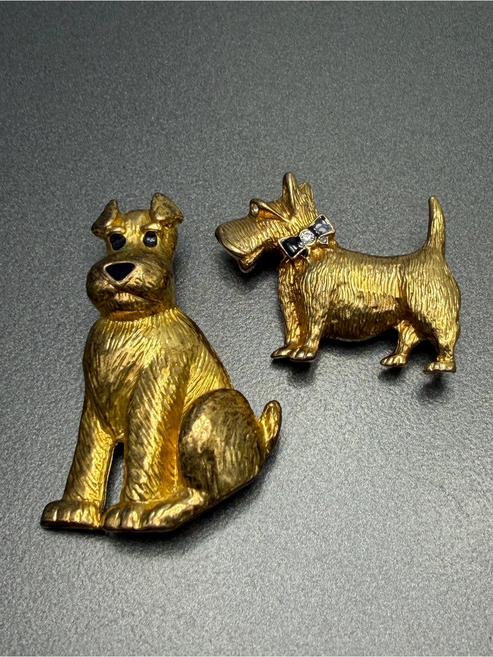 Vintage Gold Dogs Brooch Set one Avon